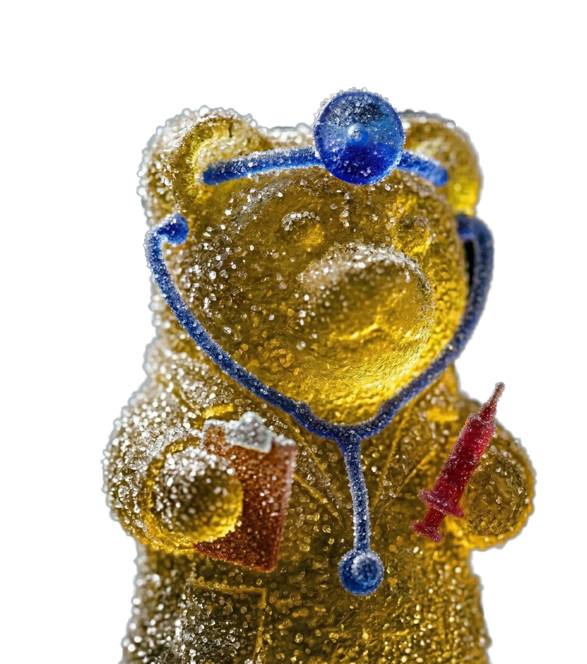 Doctor bear peeking from the left side of the page